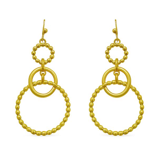 TWO TONE METAL LINK RING DROP DANGLE EARRING