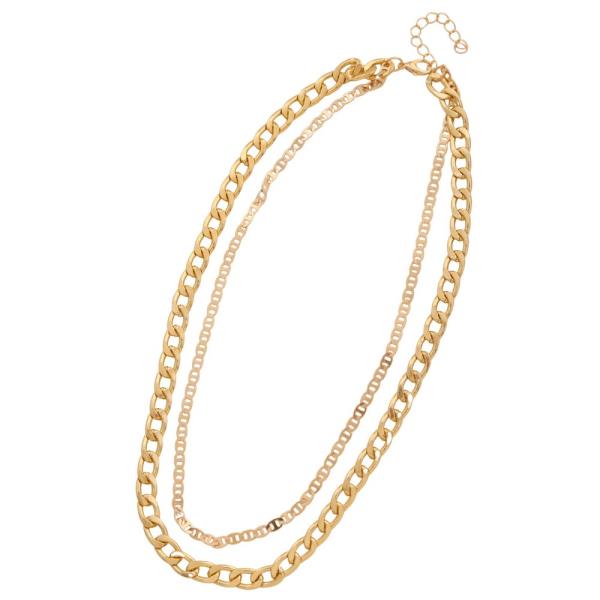 CURB LINK METAL LAYERED NECKLACE