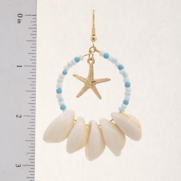 SEASHELL STARFISH BEADED ROUND DANGLE EARRING