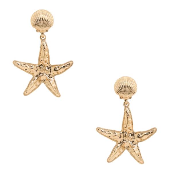 STARFISH SEASHELL DANGLE EARRING