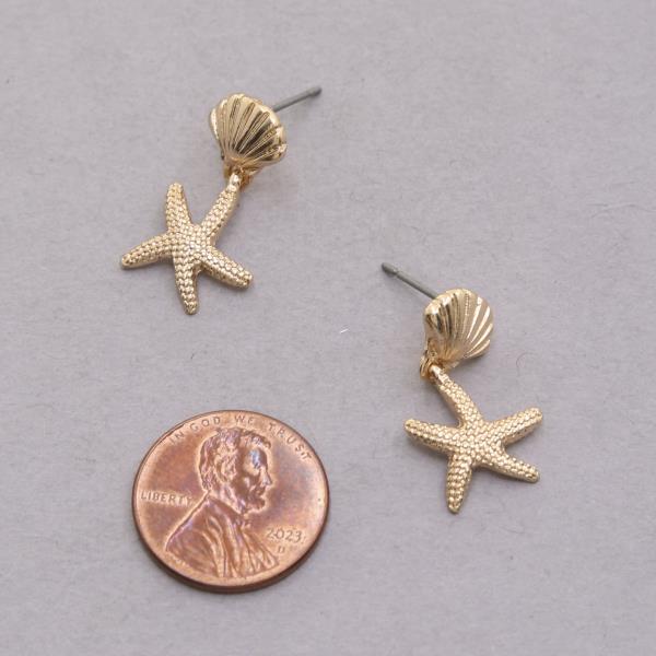 SEASHELL STARFISH LINK DANGLE EARRING