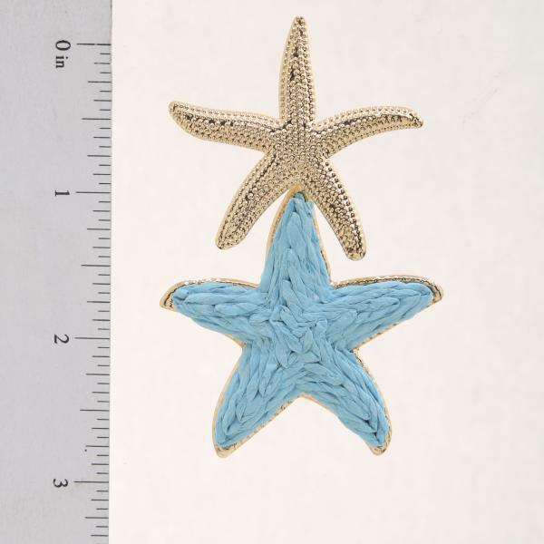DOUBLE STARFISH RAFFIA METAL DANGLE EARRING