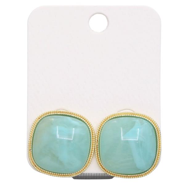 SQUARE STONE POST EARRING