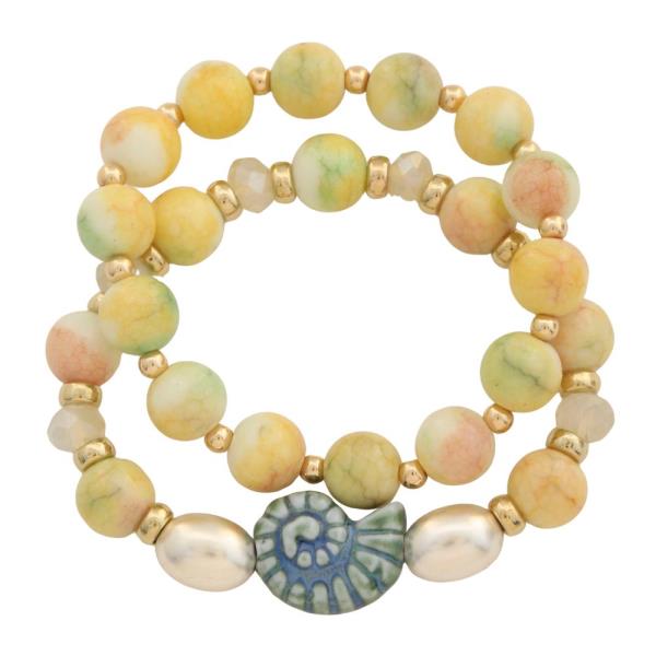 SEASHELL BEADED BRACELET SET