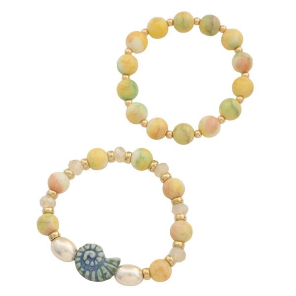 SEASHELL BEADED BRACELET SET