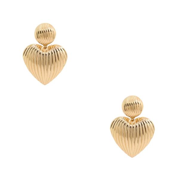 TEXTURED METAL LINED HEART SHAPE EARRING