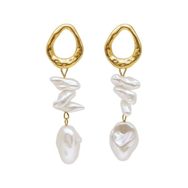 METAL PEARL DROP EARRING