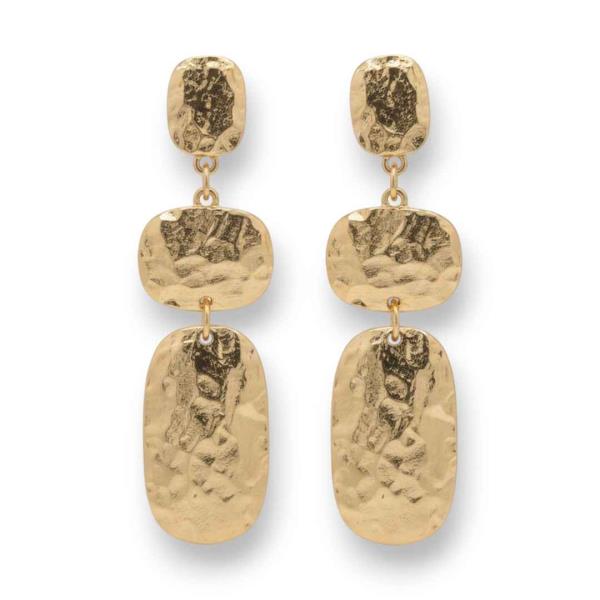 HAMMERED METAL TRIPLE DROP EARRING