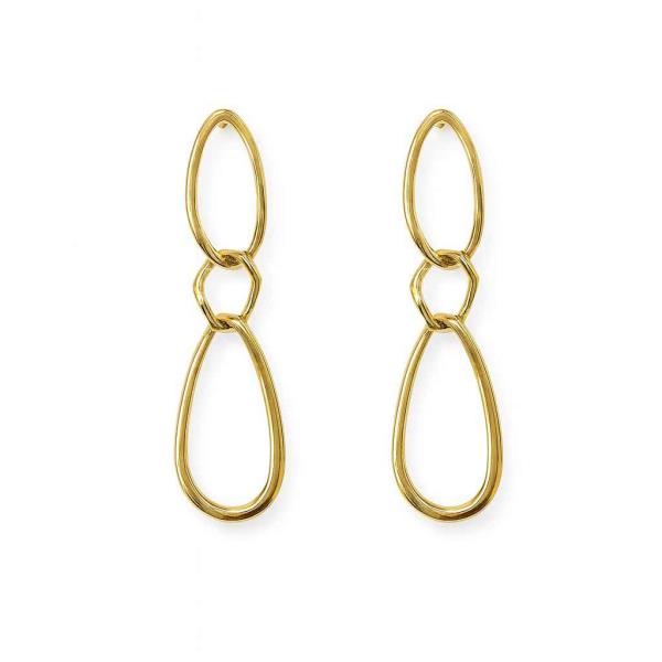 METAL OVAL DROP EARRING