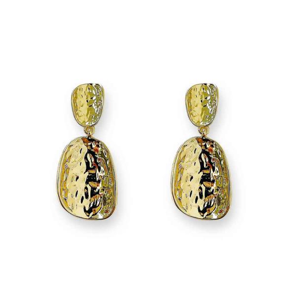 METAL OVAL TEXTURE DANGLE EARRING