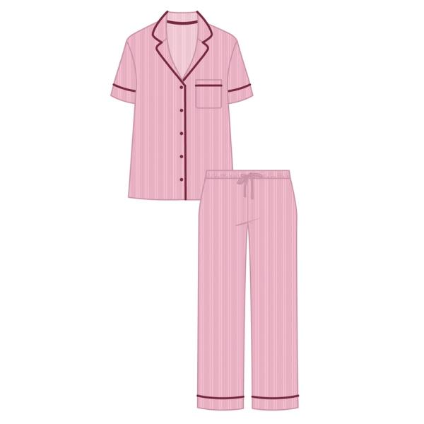 SHORTSLEEVE NOTCH COLLAR CAPRI SLEEPWEAR PAJAMA SET