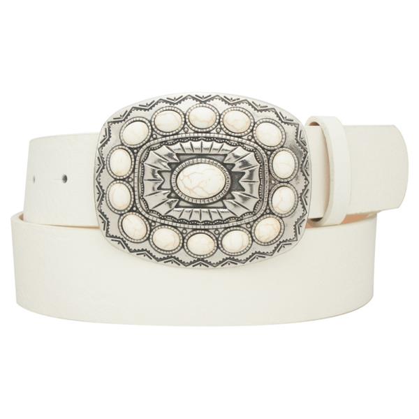 SW RECTANGLE CAB CONCHO WASHED PU STRAP BELT