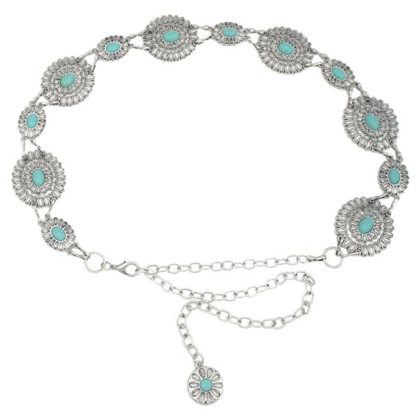 CONCHO FLOWER BAG LINKED CHAIN BELT