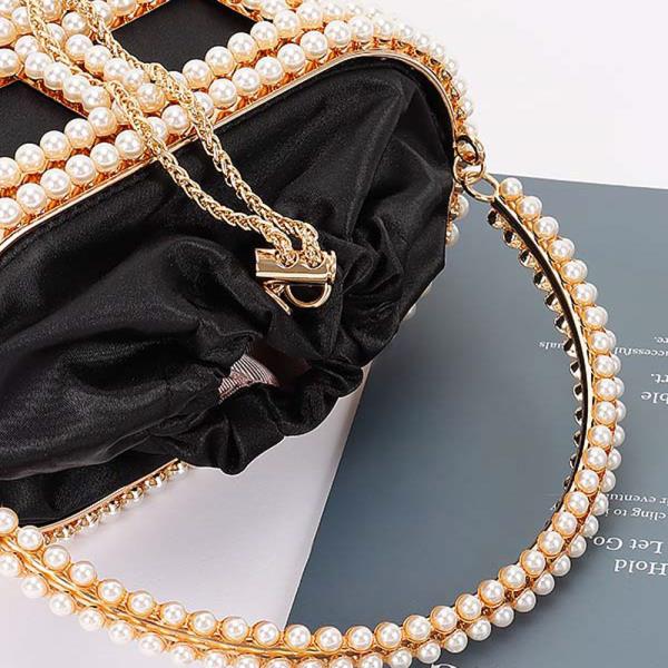 PEARL EMBELLISHED CAGE BUCKET BAG