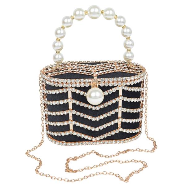 RHINESTONE METAL FRAME CLUTCH