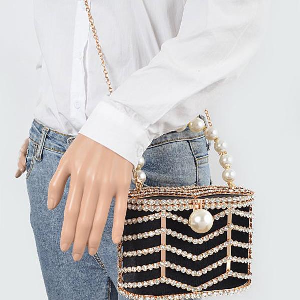 RHINESTONE METAL FRAME CLUTCH