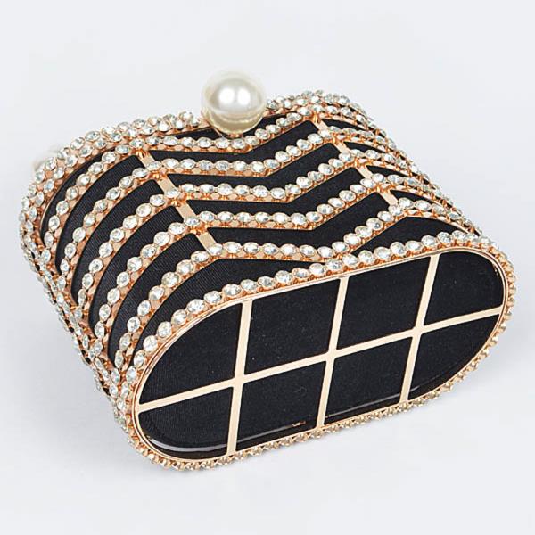 RHINESTONE METAL FRAME CLUTCH