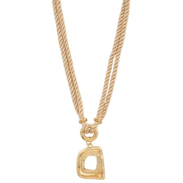 SODAJO SQUARE PENDANT ROPE LAYERED GOLD DIPPED NECKLACE
