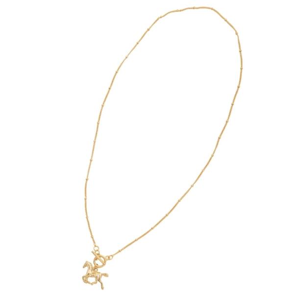 SODAJO HORSE CHARM METAL GOLD DIPPED NECKLACE