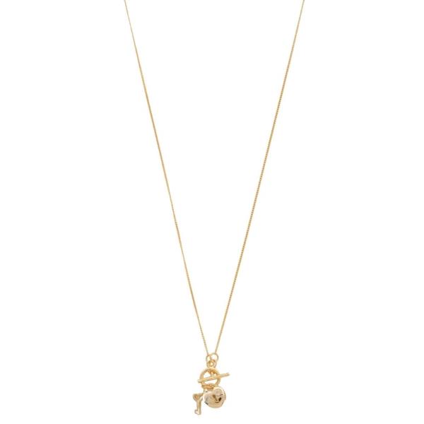 SODAJO HEART LOCK CHARM GOLD DIPPED NECKLACE
