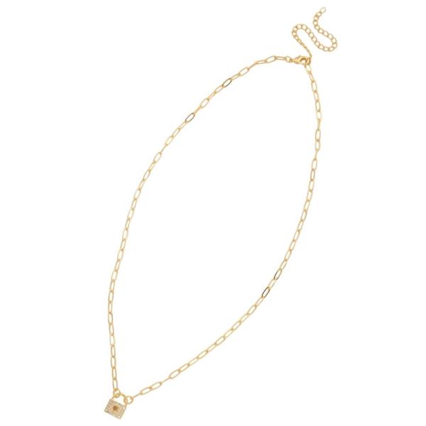 SODAJO RHINESTONE LOCK GOLD DIPPED NECKLACE