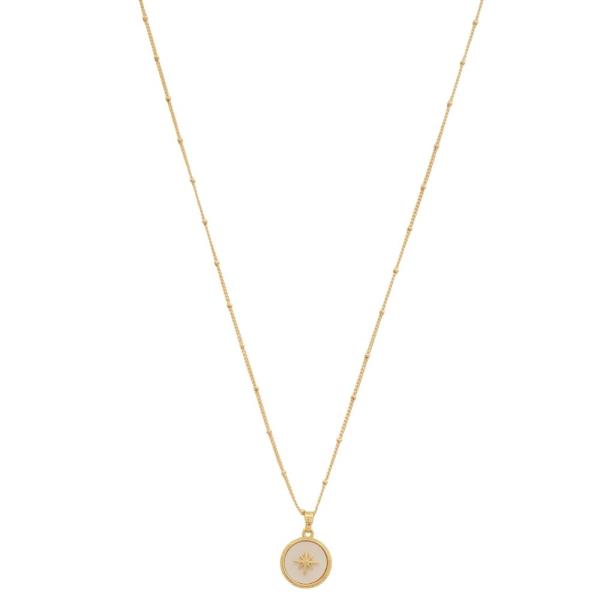 SODAJO ROUND CHARM METAL GOLD DIPPED NECKLACE