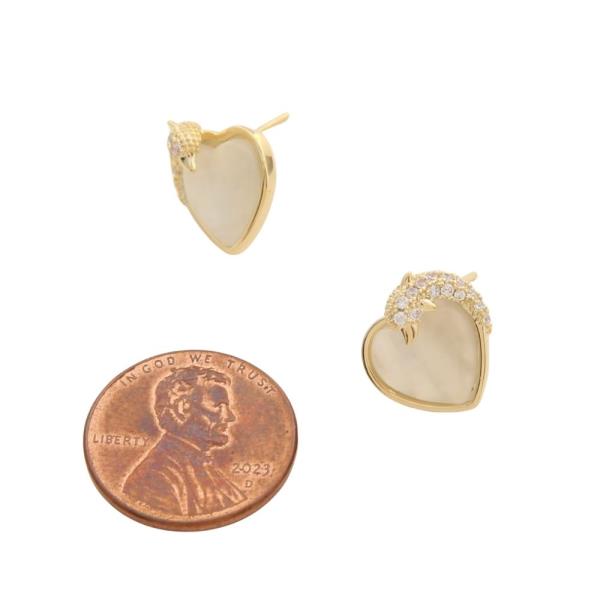 SODAJO HEART SHAPE CZ GOLD DIPPED STUD EARRING