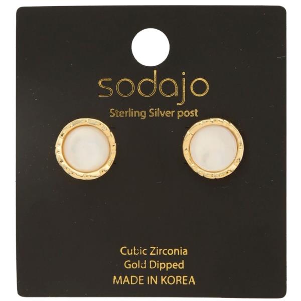 SODAJO ROUND GOLD DIPPED STUD EARRING