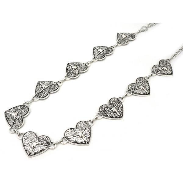WESTERN METAL HEART LINK CHAIN BELT