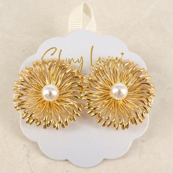 METAL FLOWER BURST STUD EARRING