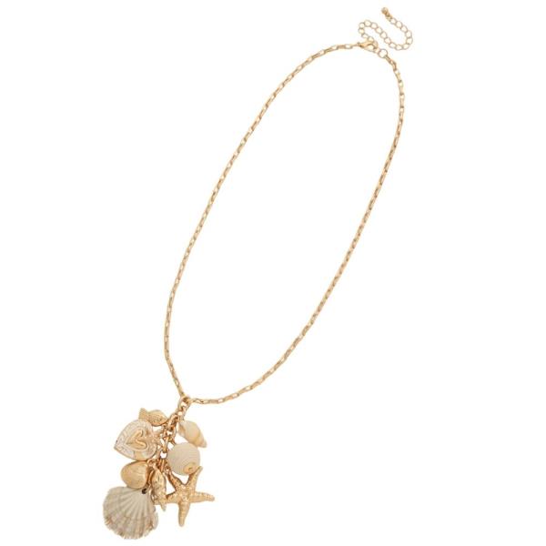 SEASHELL MULTI CHARM METAL NECKLACE