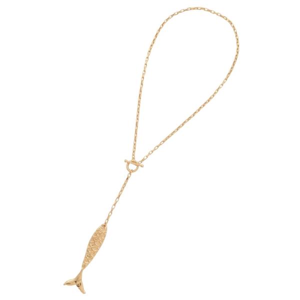 FISH PENDANT TOGGLE CLASP METAL NECKLACE
