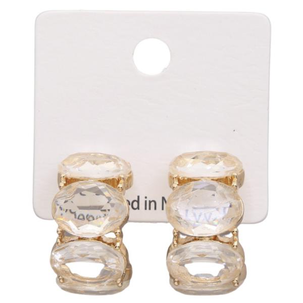 OVAL CRYSTAL OPEN HOOP EARRING