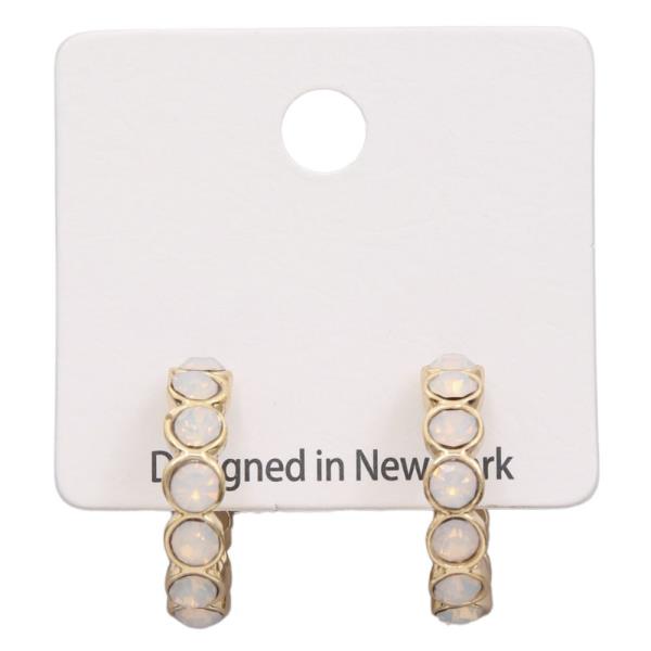 RHINESTONE OPEN HOOP EARRING