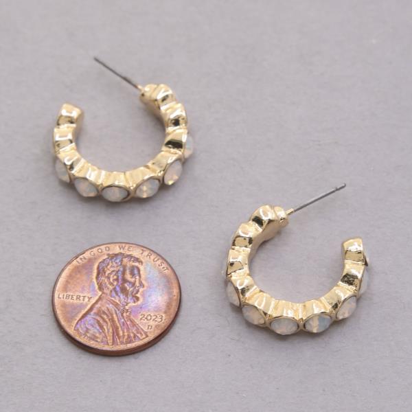 RHINESTONE OPEN HOOP EARRING