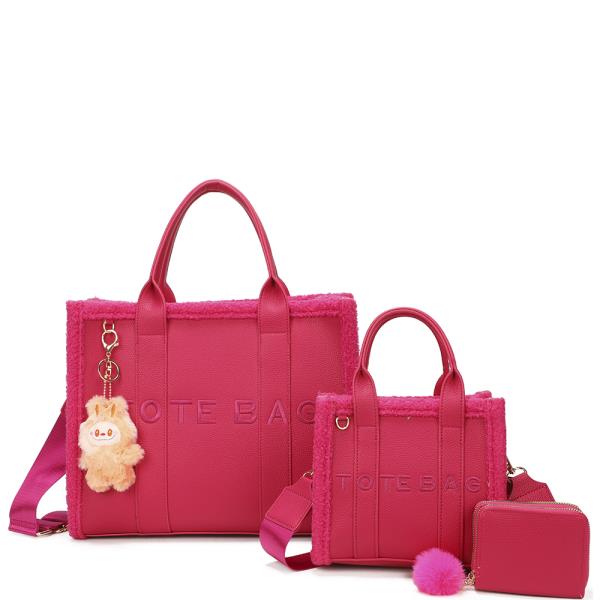 3IN1 FASHION HANDLE SATCHEL W MATCHING BAG AND WALLET SET