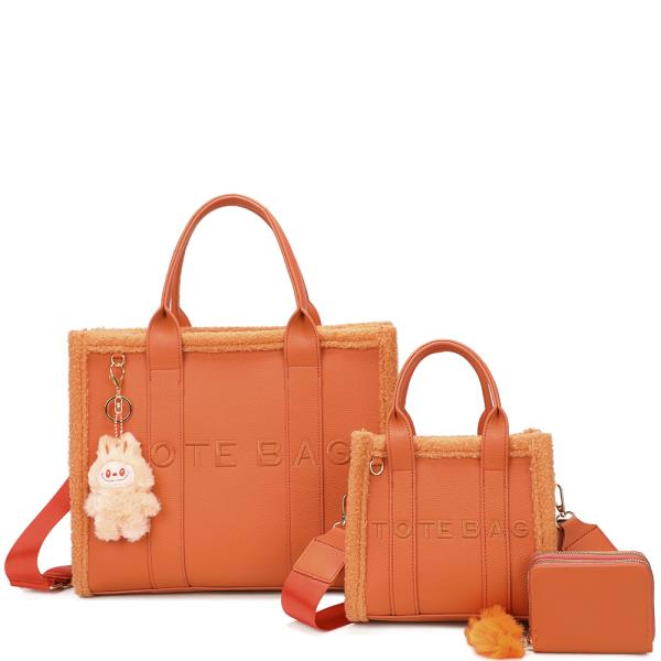 3IN1 FASHION HANDLE SATCHEL W MATCHING BAG AND WALLET SET