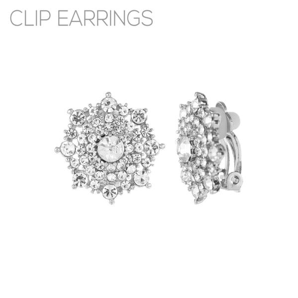 RHINESTONE STAR SHAPE CLIP ON EARRINGS