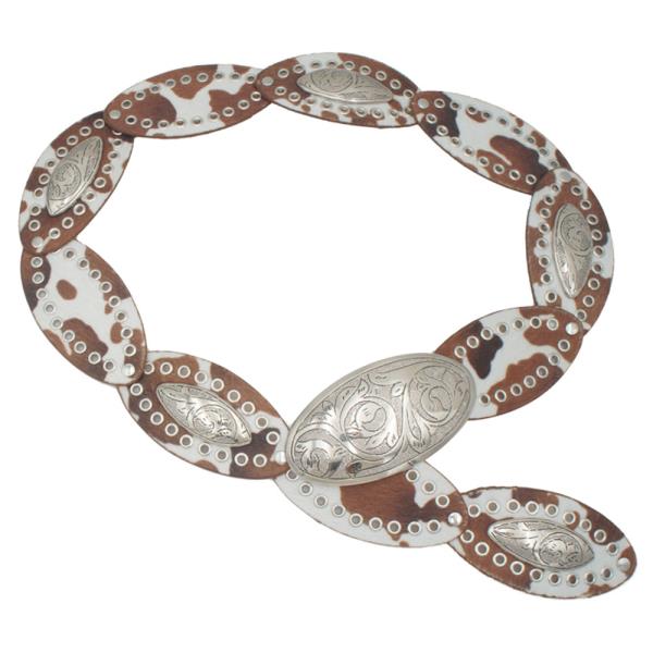 TEAR LEAF DISC CONCHO ACCENT COW PRINT DISC HIP BELT