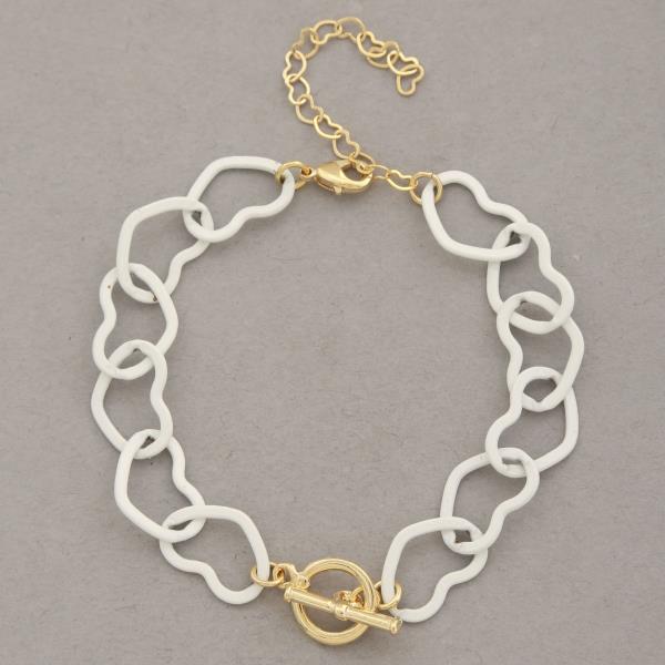 SODAJO HEART LINK TOGGLE CLASP GOLD DIPPED BRACELET