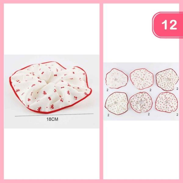 CUTE BOW PRINT HAIR SCRUNCHIE (12 UNITS)