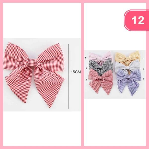 CHECKERED HAIR BOW (12 UNITS)