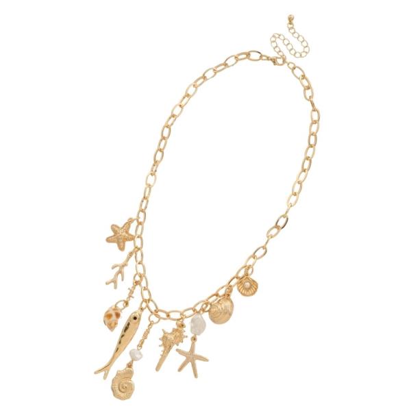 SEA LIFE MULTI CHARM METAL NECKLACE