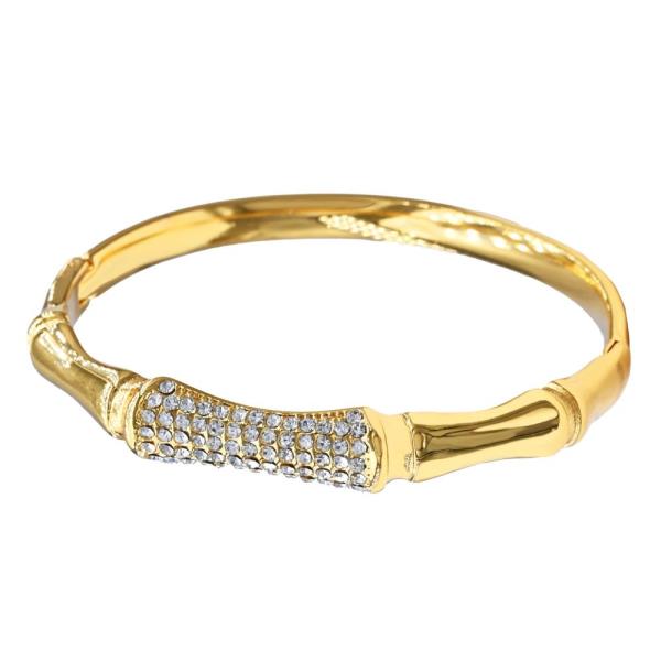 STONE BAMBOO STAINLESS STEEL BANGLE BRACELET