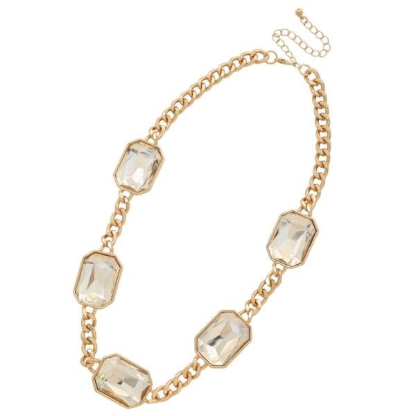 CRYSTAL STATION METAL NECKLACE