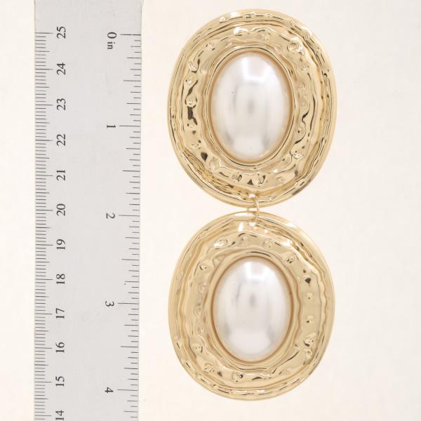 TWO TONE OVAL LINK METAL DANGLE EARRING