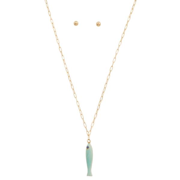 FISH CHARM OVAL LINK NECKLACE