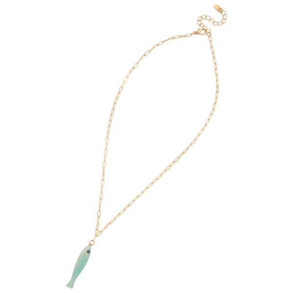 FISH CHARM OVAL LINK NECKLACE