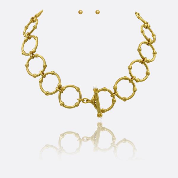 ROUND LINK TOGGLE CHAIN NECKLACE EARRING SET