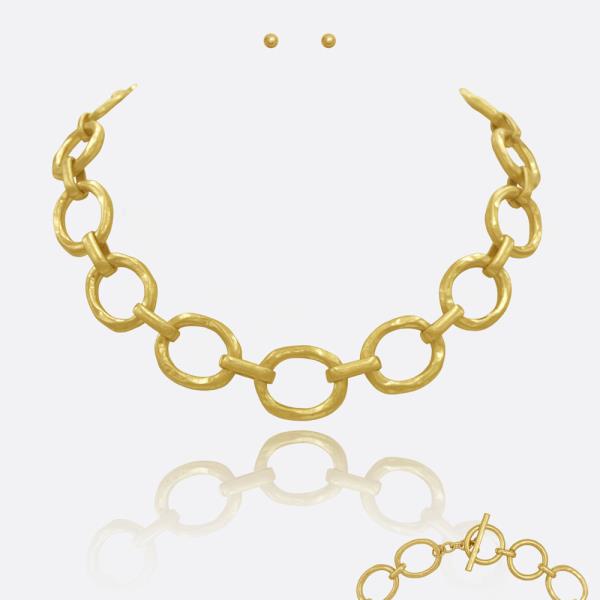 ROUND LINK CHAIN NECKLACE EARRING SET
